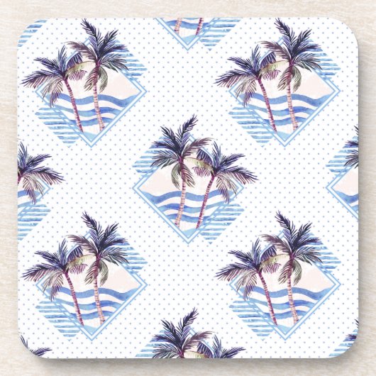 Watercolor-lila geometrisches Palme-Muster Untersetzer (Vorderseite)