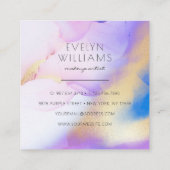 Watercolor Lila Gold Abstrakte Kalligrafie Quadratische Visitenkarte (Rückseite)