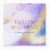 Watercolor Lila Gold Abstrakte Kalligrafie Quadratische Visitenkarte