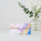 Watercolor Lila Gold Abstrakte Kalligrafie Visitenkarte (Stehend Vorderseite)