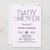 Watercolor-lila Lavendel-Baby-mit Blumendusche Einladung (Vorderseite)