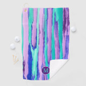 Watercolor-lila Türkis-abstrakte Streifen Golfhandtuch (Insitu)
