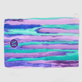 Watercolor-lila Türkis-abstrakte Streifen Golfhandtuch (Horizontal)