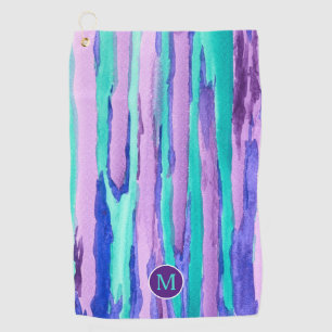 Watercolor-lila Türkis-abstrakte Streifen Golfhandtuch