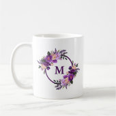 Watercolor-lila ultraviolettes Blumenmonogramm Kaffeetasse (Links)