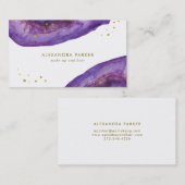 Watercolor lila und Imitat-Gold Geode Visitenkarte (Vorne/Hinten)