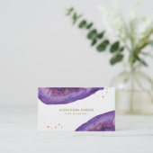 Watercolor lila und Imitat-Gold Geode Visitenkarte (Stehend Vorderseite)