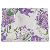 Watercolor-lila Veilchenhydrangeas-Libelle Große Geschenktüte (Vorderseite)