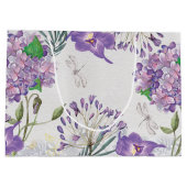 Watercolor-lila Veilchenhydrangeas-Libelle Große Geschenktüte (Rückseite)