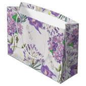 Watercolor-lila Veilchenhydrangeas-Libelle Große Geschenktüte (Rückseite Schrägansicht)