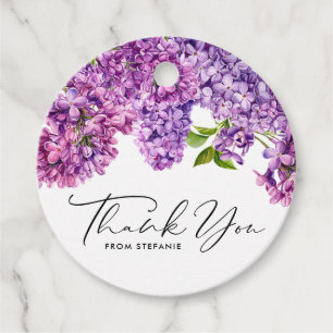 Watercolor Lilac Blume Kinderdusche Danke Geschenkanhänger