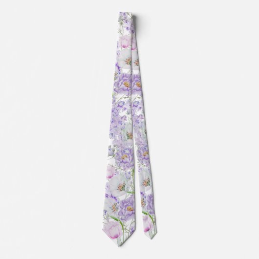 Watercolor Lilac Blume Neck Tie Krawatte (Vorderseite)