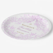 watercolor lilac crest First Holy Communion Pappteller (Schrägansicht)