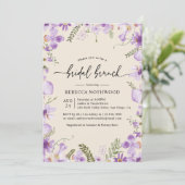 Watercolor Lilac Florals Bridal Brunch Einladung (Stehend Vorderseite)