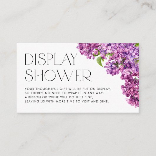Watercolor Lilac Flowers Botanical Display Shower Begleitkarte (Vorderseite)