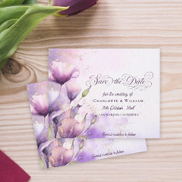 Watercolor Lilac Flowers Wedding Save the Date