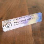 Watercolor Lilac Gold Luxus Personalisiert Namensplakette (Seite)