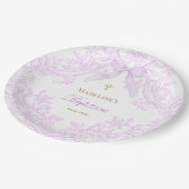  watercolor lilac purple Baptism Pappteller (Schrägansicht)