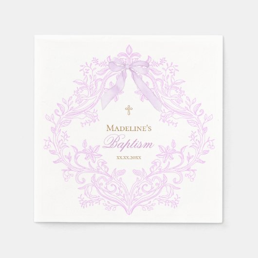  watercolor lilac purple Baptism Serviette (Vorderseite)