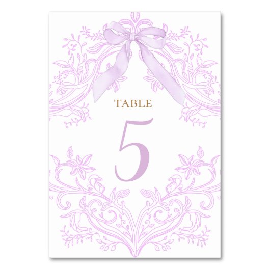  watercolor lilac purple design table number tischnummer (Vorderseite)