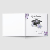 Watercolor lilac Purple Floral Graduation Gästebuch (Voll)