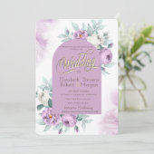 Watercolor Lilac Rose Polka Dots Wedding Einladung (Stehend Vorderseite)