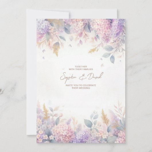 Watercolor Lilac Wedding Einladung (Rückseite)