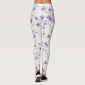 Watercolor Lilac Wildflower Pattern Leggings (Rückseite)