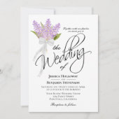 Watercolor Lilacs Bouquet Rustic Boho Wedding Einladung (Vorderseite)