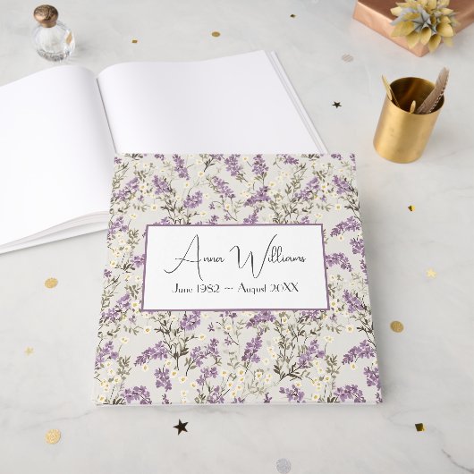 Watercolor Lilacs for Memorial Service Gästebuch (Vorderseite offen)