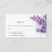 Watercolor Lilacs Spring Summer Wedding RSVP Begleitkarte (Vorderseite)