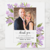 Watercolor Lilacs Wedding Danke & Foto Weinetikett (Einzelnes Label)