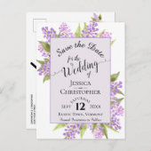 Watercolor Lilacs Wedding Save the Date Lavender Ankündigungspostkarte (Vorne/Hinten)