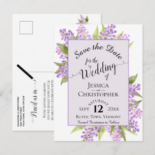Watercolor Lilacs Wedding Save the Date Lavender Ankündigungspostkarte