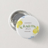 Watercolor-Limonen Baby Shower Button (Vorne & Hinten)
