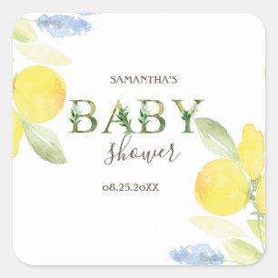 Watercolor-Limonen Baby Shower   Quadratischer Aufkleber