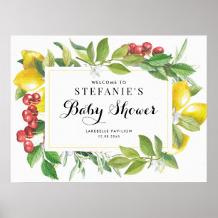 Watercolor-Limonen und Kirschen Baby Shower Willko Poster