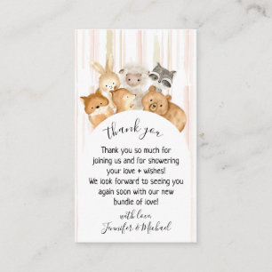 Watercolor Line Forest Baby Animal Vielen Dank Begleitkarte