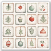 Watercolor Lineart Christmas Pattern Aufkleber (Vorderseite)