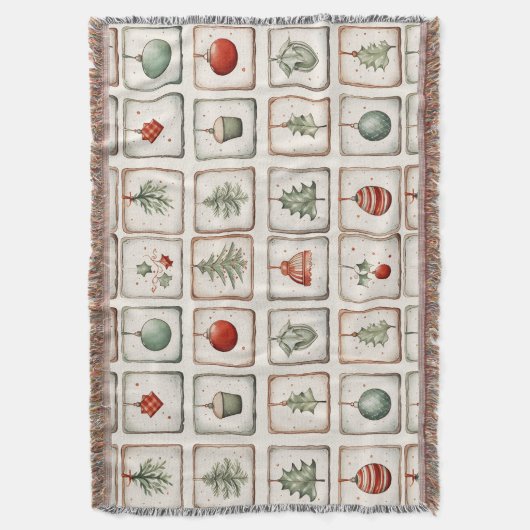 Watercolor Lineart Christmas Pattern Decke (Vorderseite Vertikal)