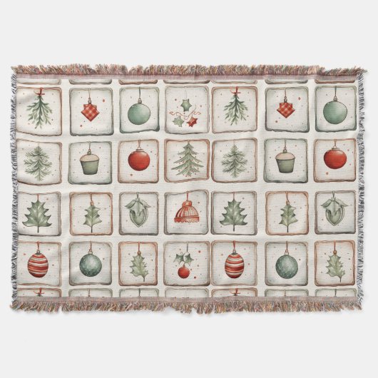 Watercolor Lineart Christmas Pattern Decke (Vorderseite)