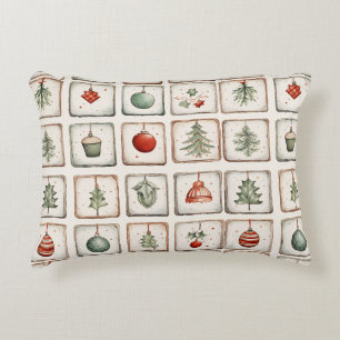 Watercolor Lineart Christmas Pattern Dekokissen