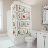 Watercolor Lineart Christmas Pattern Duschvorhang (Beispiel)