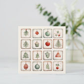 Watercolor Lineart Christmas Pattern Einladung (Stehend Vorderseite)
