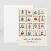 Watercolor Lineart Christmas Pattern Feiertagskarte (Vorne/Hinten)