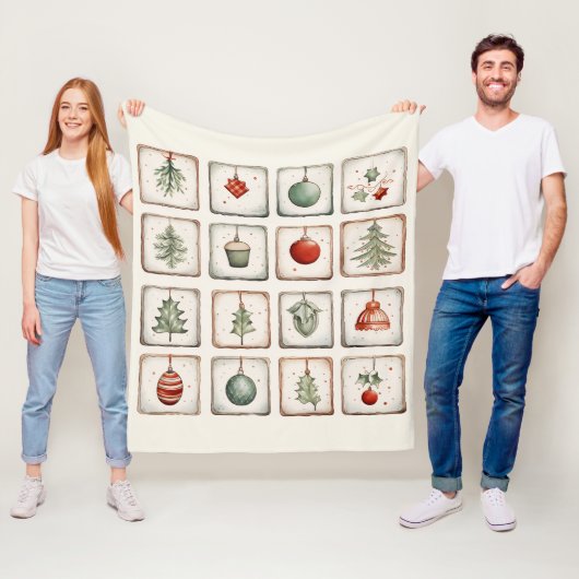 Watercolor Lineart Christmas Pattern Fleecedecke (Beispiel)