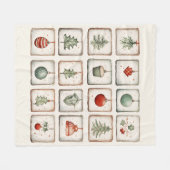 Watercolor Lineart Christmas Pattern Fleecedecke (Vorderseite (Horizontal))