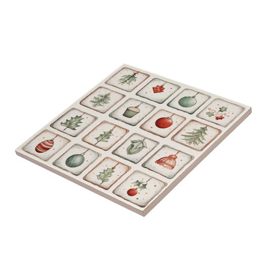 Watercolor Lineart Christmas Pattern Fliese (Seite)