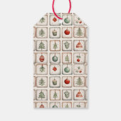 Watercolor Lineart Christmas Pattern Geschenkanhänger (Rückseite)