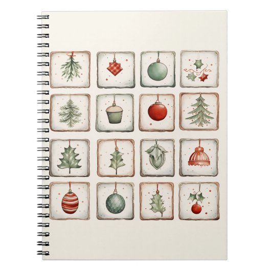 Watercolor Lineart Christmas Pattern Notizblock (Vorderseite)